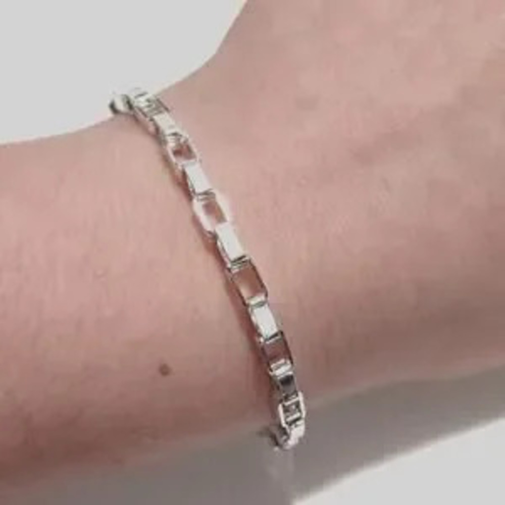925 Silver Plated Necklace & Bracelet Box Chain Valentine's Birthday Gift - NEW